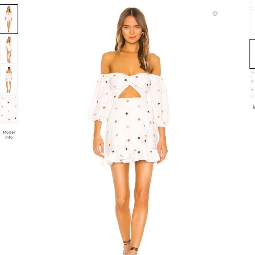 Majorelle White‎ Off-Shoulder Dress with Star Pattern